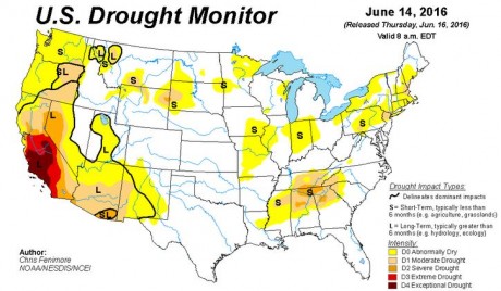 U.S. Drought Monitor - June 2016