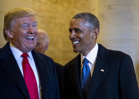 Obama And Trump Laughing - Public Domain