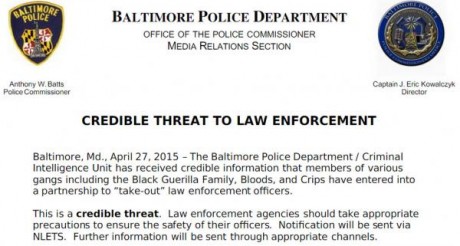 Baltimore Police Department - Credible Threat
