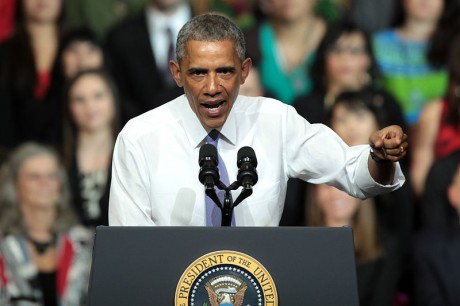 Barack Obama Giving Speech - Photo by Gage Skidmore